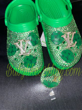 Load image into Gallery viewer, Bling LEATHER TRIM FASHION inspired crocs
