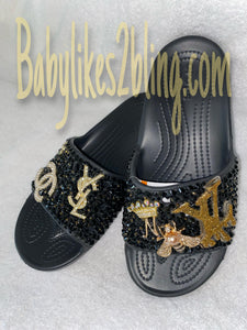 Custom Bling Rhinestone Croc Slides