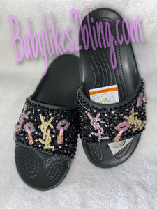 Custom Bling Rhinestone Croc Slides