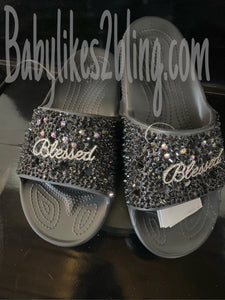 Custom Bling Rhinestone Croc Slides