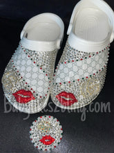 Load image into Gallery viewer, Bling LEATHER TRIM FASHION inspired crocs
